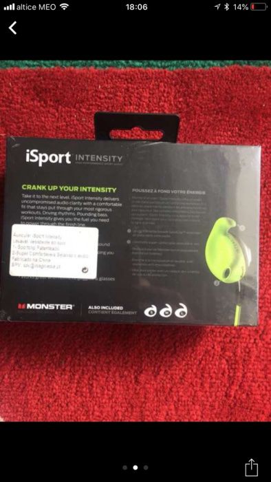 Phones monster isport intensity- novos e originais