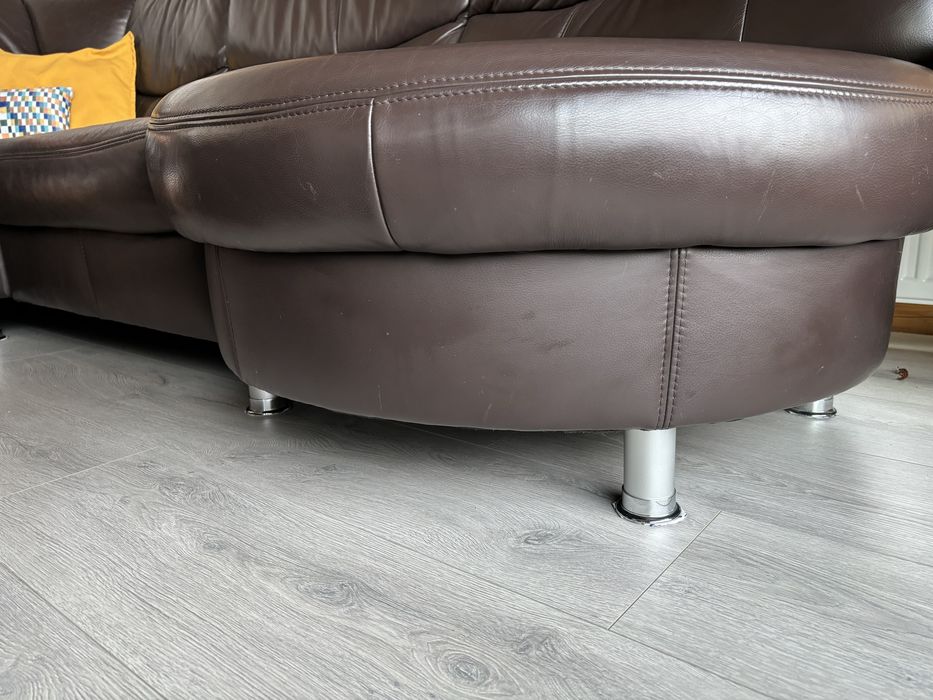 Kanapa narożna skóra brązowa