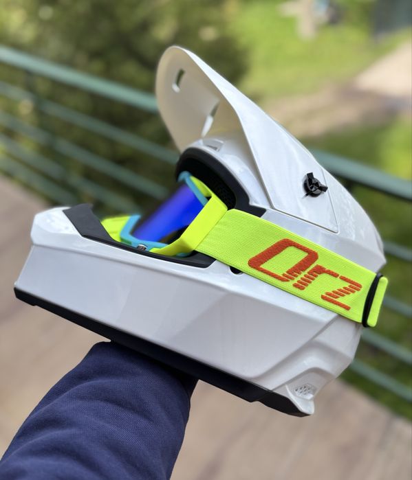 Ендуро кросовий шолом ORZ на мотоцикл, шлем сірий чорний білий