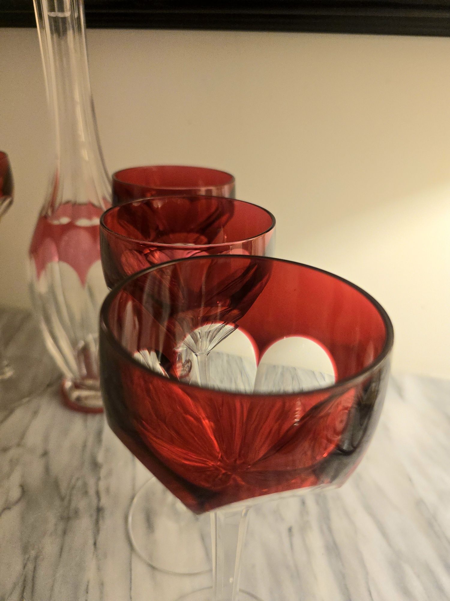 Conjunto de Garrafa e 6 Taças em Cristal – Atribuído a Val Saint Lamb