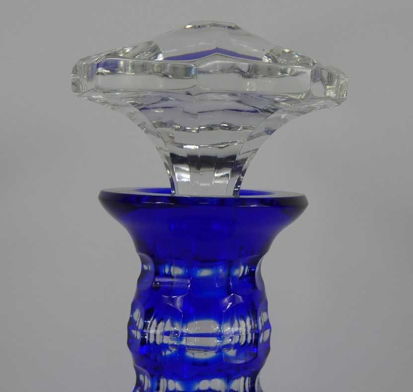 Duża Kryształowa KARAFKA kobalt dzban flakon kryształ posiada 2 sztuki