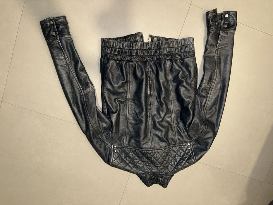 skórzana kurtka stylizowana na stara przetarcia Zara S