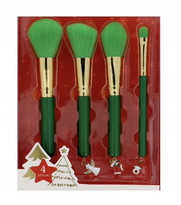 Śliczne świąteczne pędzle z zawieszkami zestaw pędzli na prezent
