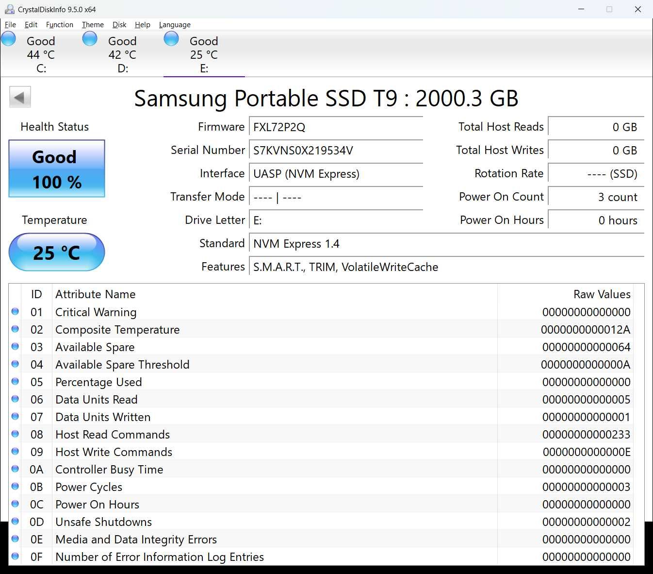 Samsung T9 2TB Portable SSD Gray (MU-PK2T0G)