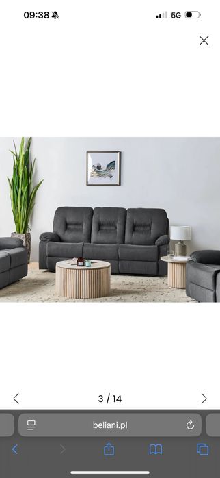 Sofa kanapa 3-osobowa z funkcją relaks rozkładane fotele