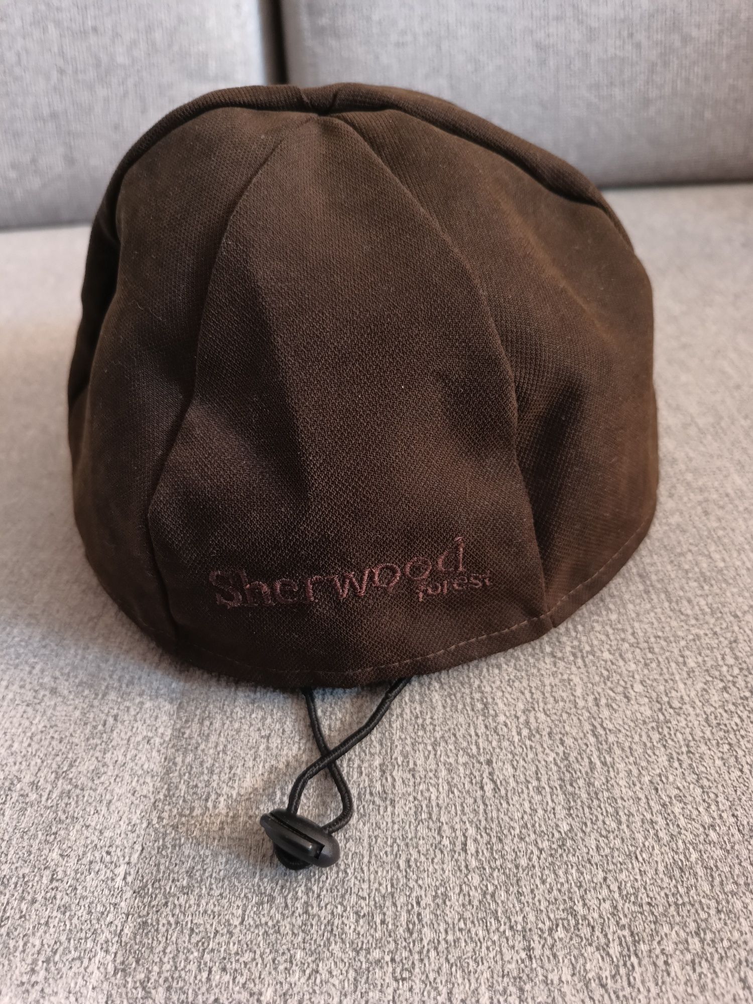 Czapka myśliwska Sherwood z daszkiem brąz i pomarańcz z nausznikami