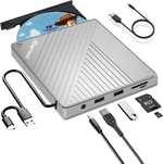 Zewnętrzny napęd CD DVD USB 3.0 typu C czytnik kart SD/TF 5 w 1