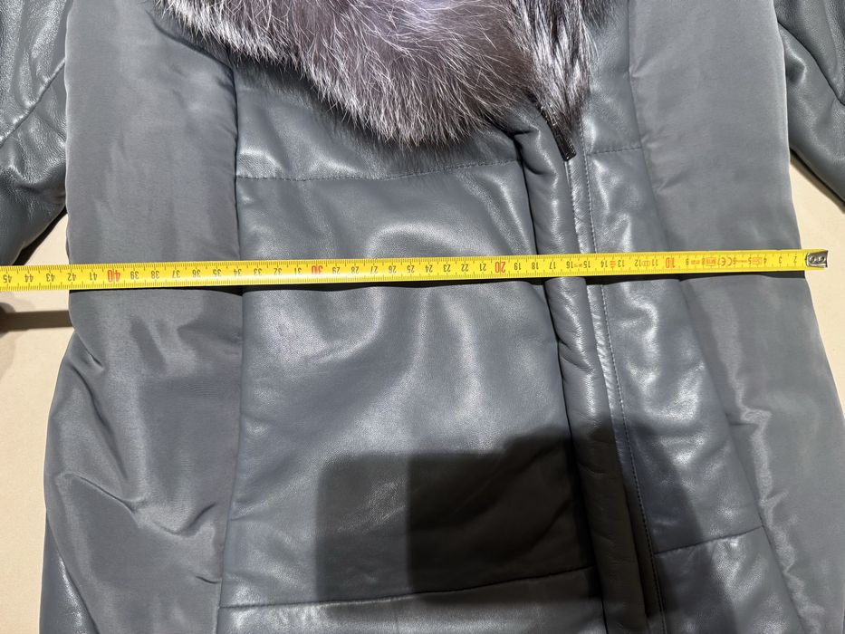 Płaszcz szary OCHNIK, skórzany ocieplany rozmiar M