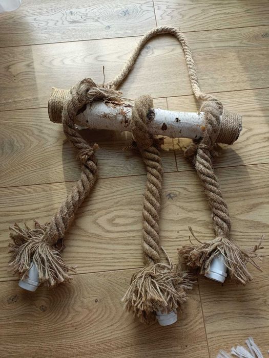 Girlanda LED Boho Wisząca drewniana z linami - na baterie