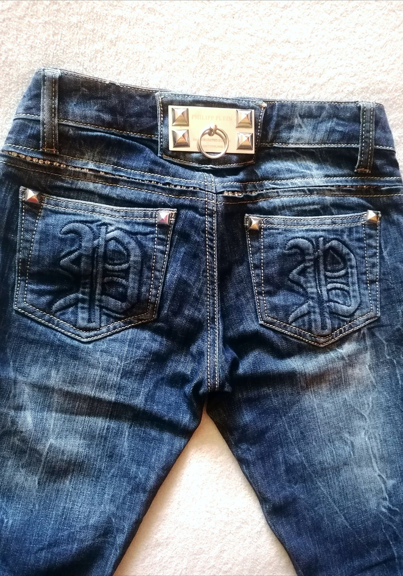 Spodnie jeans oryginalne philipp plein Slim gniecione M (26) stan bdb