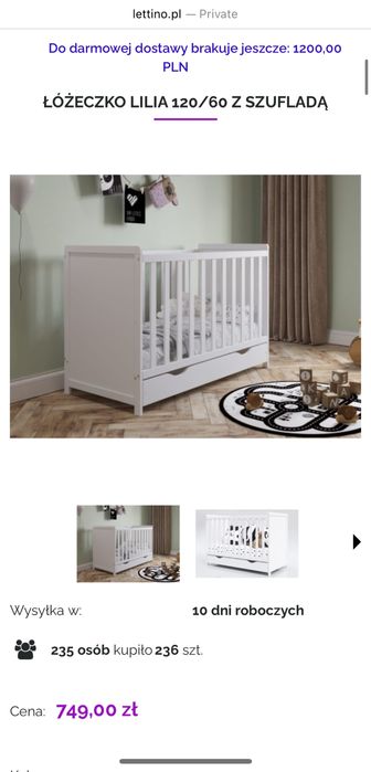 Marcelinka sprzeda swoje łożeczko dziecięce Lettino Lilia 120x60