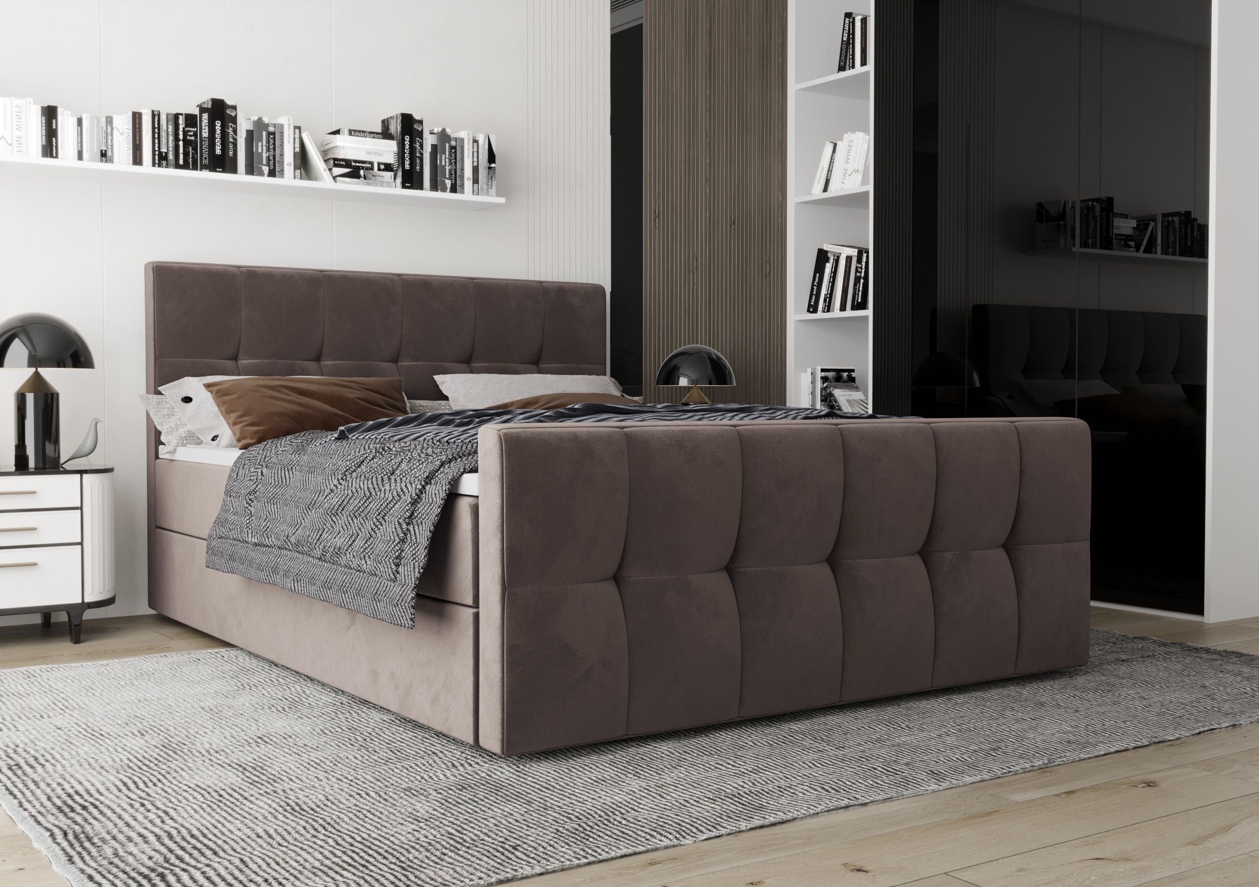 Łóżko Kontynentalne Sypialniane YORK + TOPPER 160x200 EN MEBLE