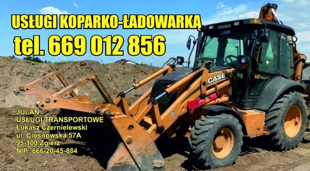 Usługi  koparko ładowarką,koparka,koparką wyburzenia Zgierz Łódź  i ok