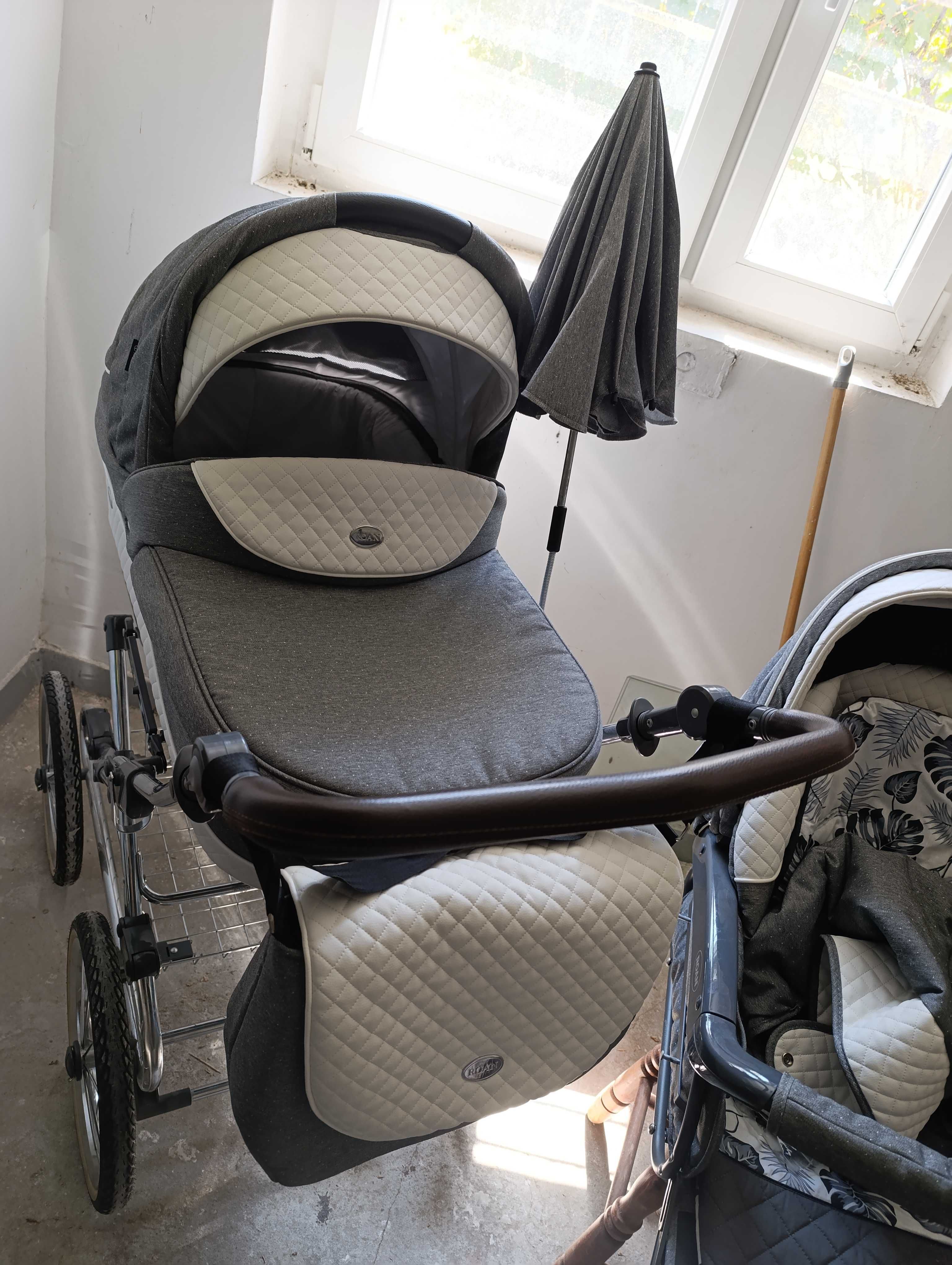 Idealny wózek Roan Emma 2w1 + całe wyposażenie