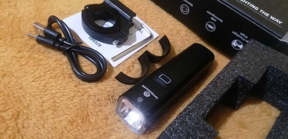 Latarka rowerowa OFFBONDAGE 1000LM, nowa, pełen komplet, Power Bank