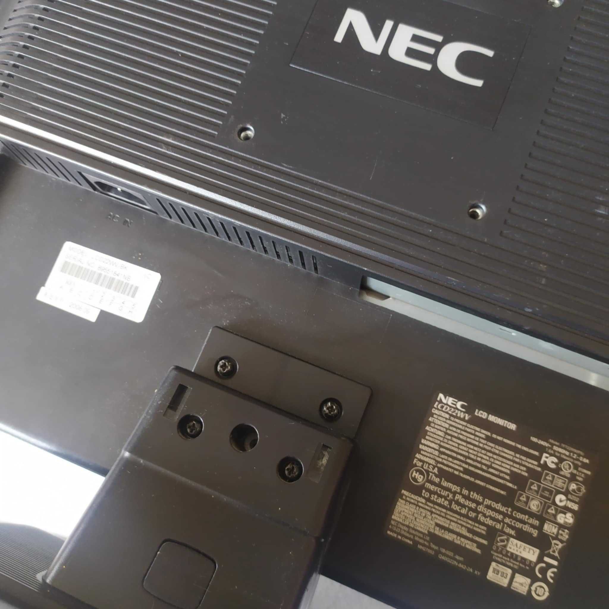 Monitor NEC LCD22WV 22 cale – uszkodzony, ale działa – tanio