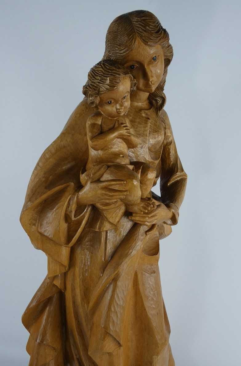 Figura rzeźba MARYJA z Dzieciątkiem Jezus drewno 69 cm Madonna