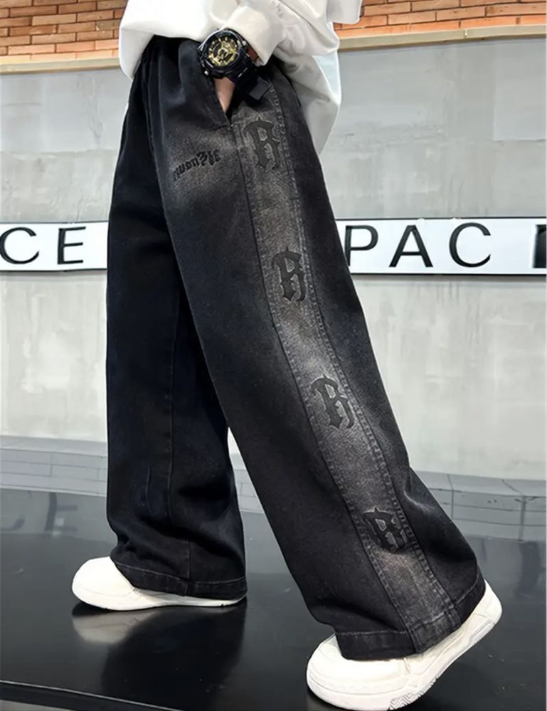 підліткові широкі чорні джинси багі baggy черные широкие джинсы