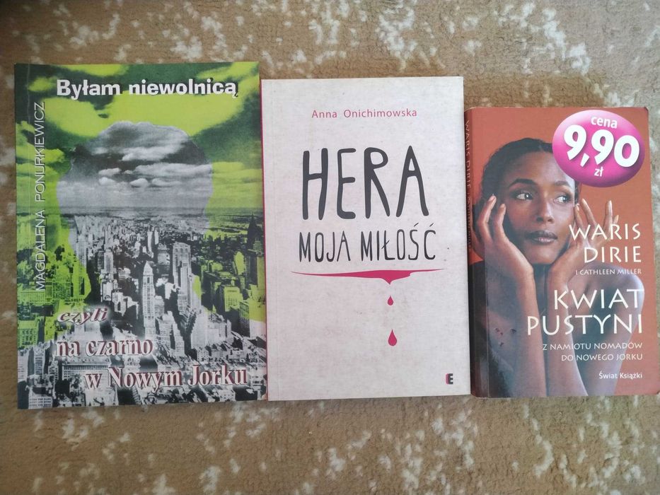 3 książki - Byłam Niewolnicą; Kwiat Pustyni; Hera-moja miłość