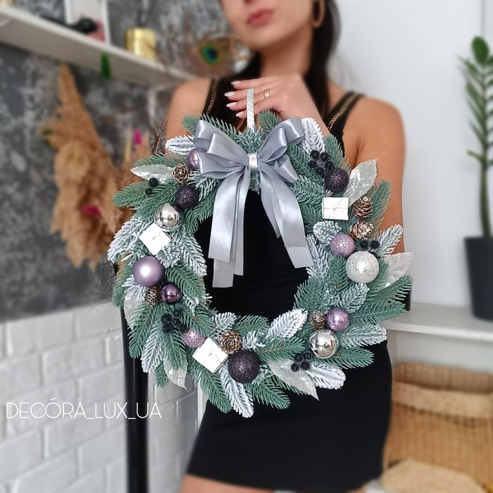 Новорічний підсвічник, різдвяний віночок, новорічний декор, різдвяний