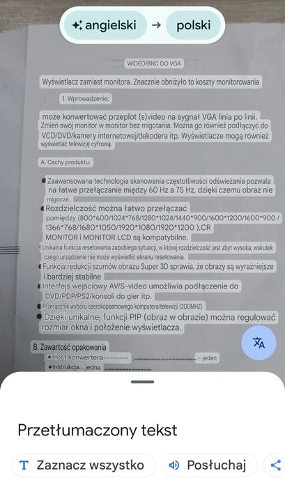 Konwerter wideo BNC na VGA