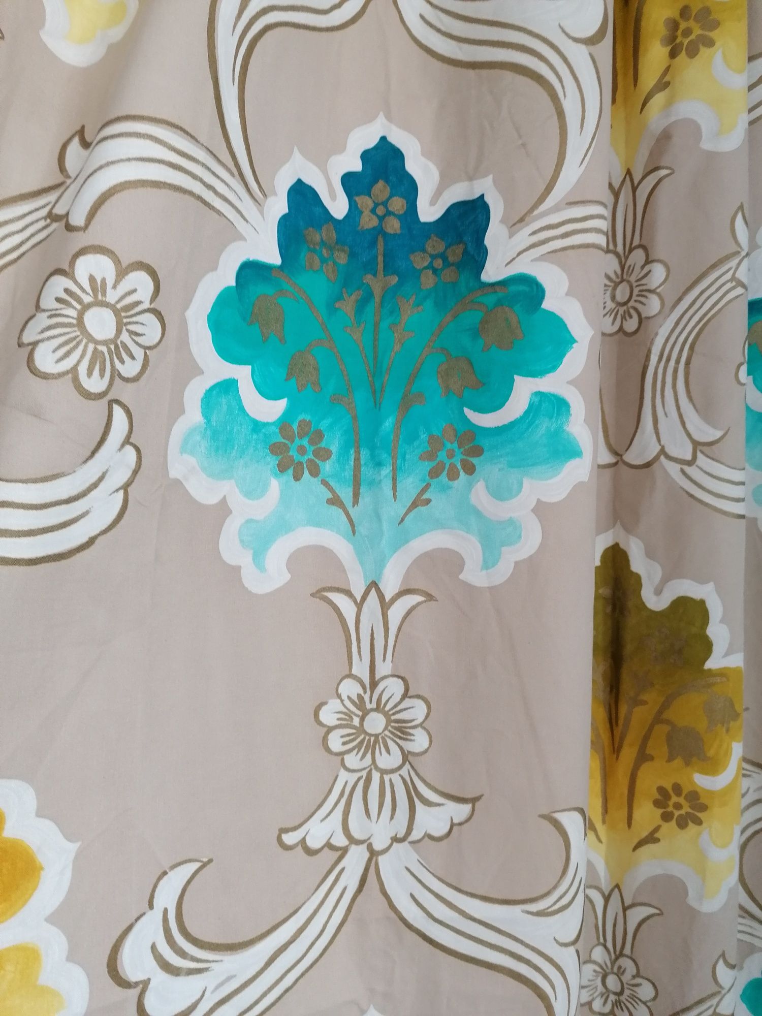 Zasłony Glamour wzór ornament turkus