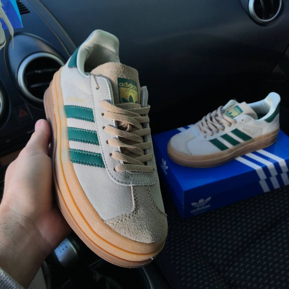 Жіночі кросівки адідас газель Adidas Gazelle Bold Beige Green 36-40