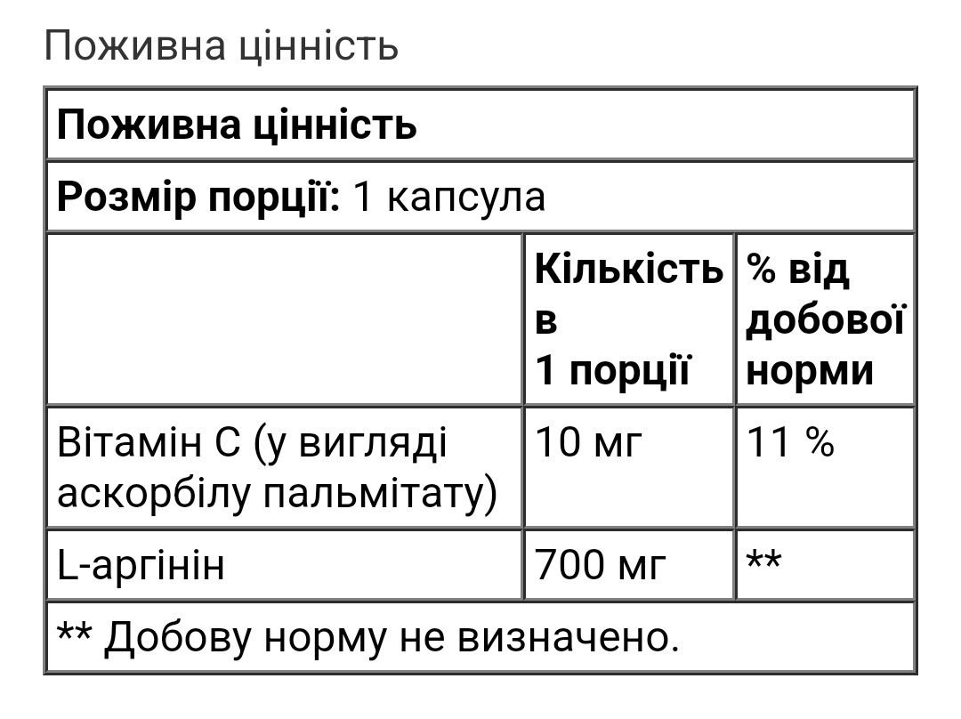 Life Extension L-аргінін Л аргинин l arginine у капсулах 700 мг 200 шт