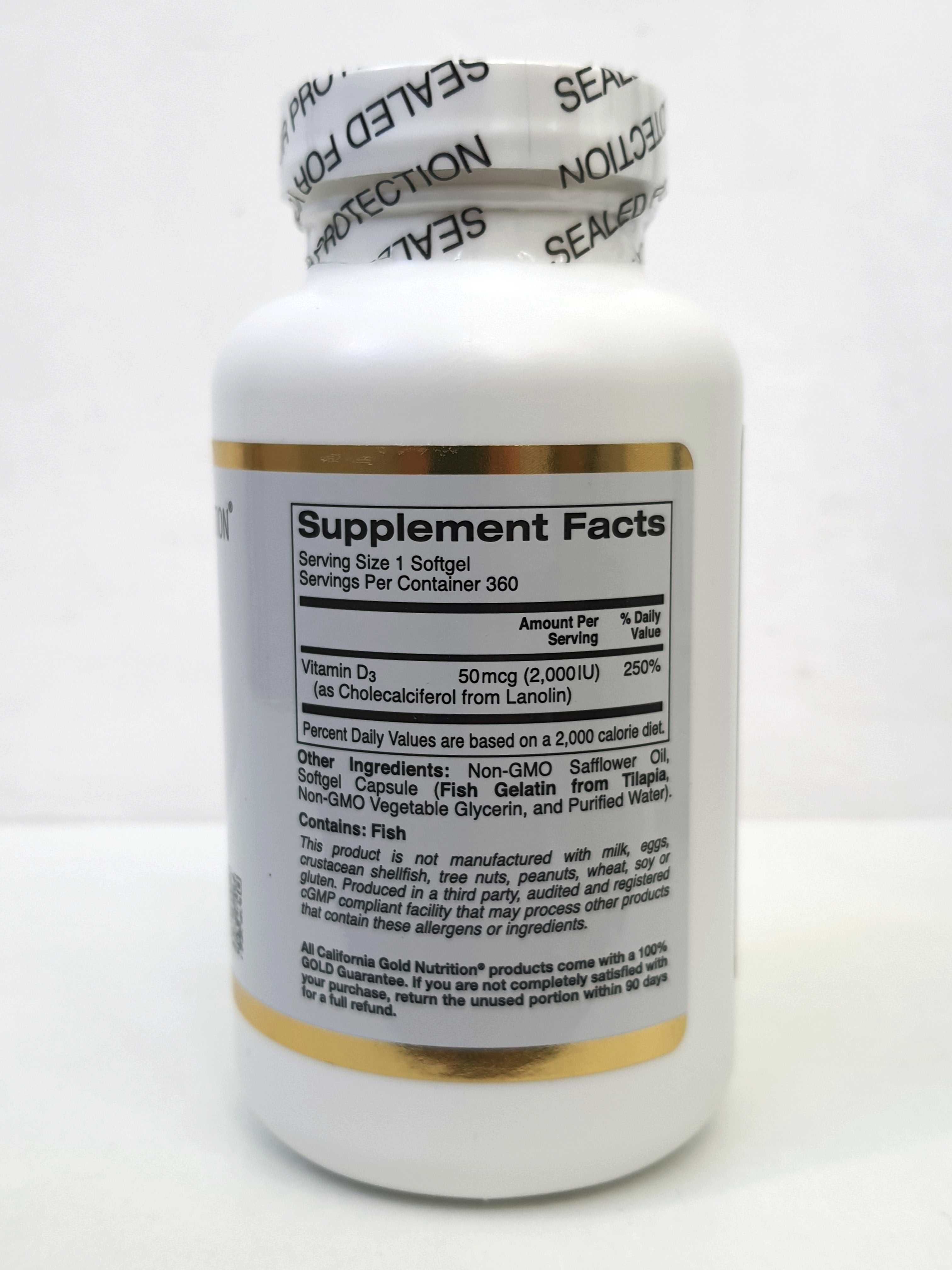 Витамин D3 California Gold Nutrition, 2000 МЕ, 360 капсул