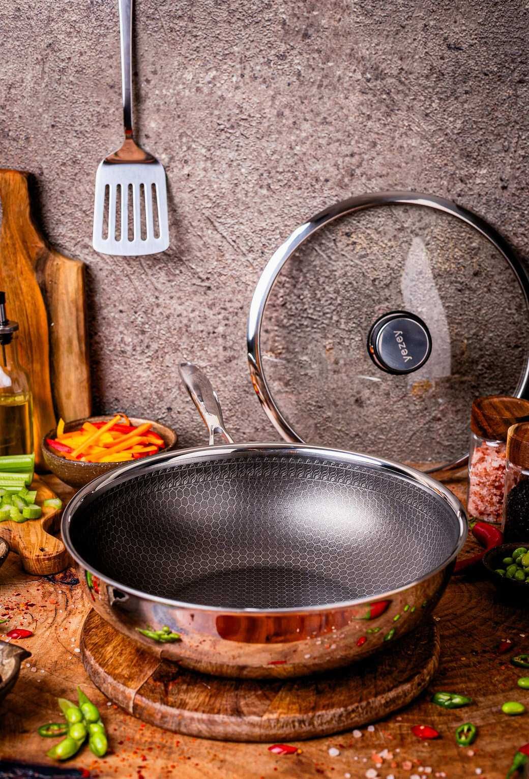 Profesjonalna Patelnia Wok 30 cm na Indukcje Nierdzewna Mitsu Nonstick