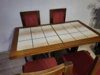Stół dębowy rozkładany + 4 krzesła