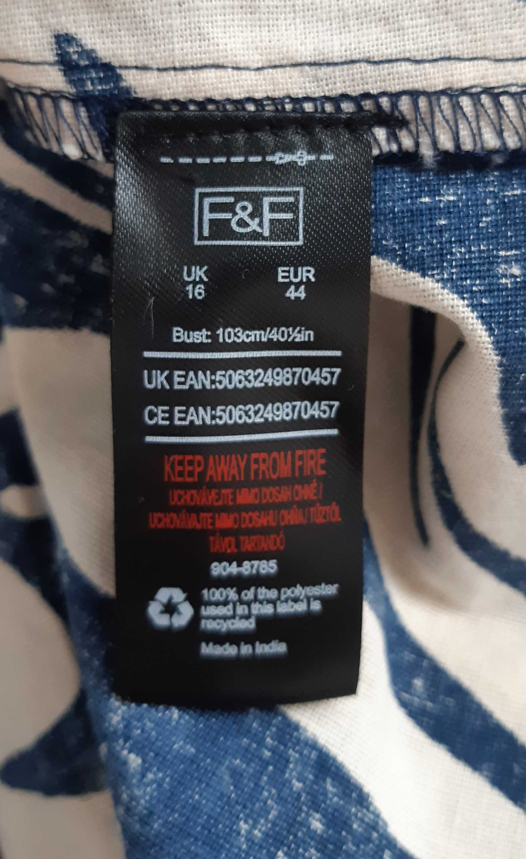 Натуральное платье из смесевого льна в принт в бохо, этно стиле f&f