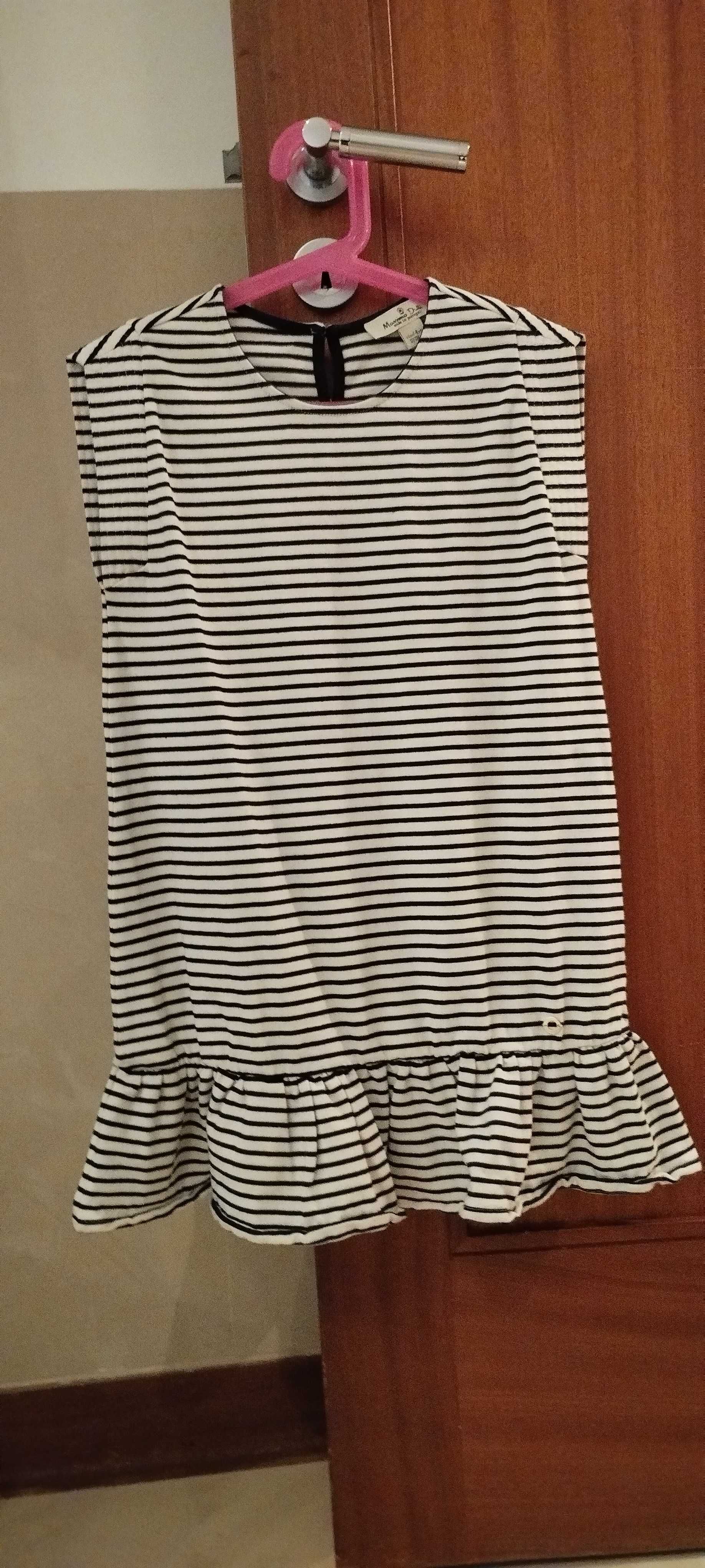 Vestido branco com riscas azuis Massimo Dutti 7-8 anos