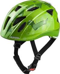Alpina Ximo Flash 45 49 green dino kask rowerowy dziecięcy lampka