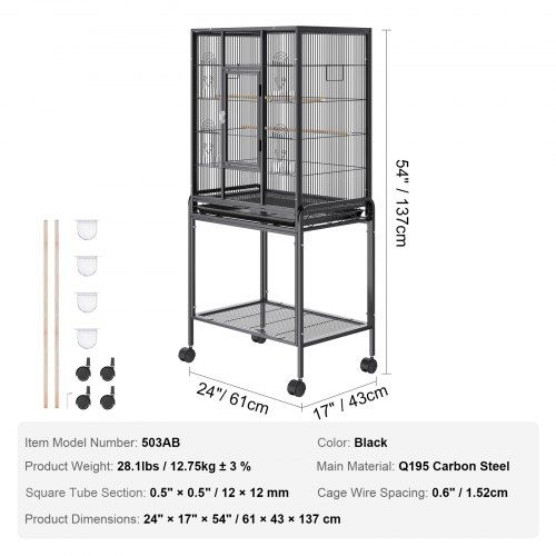 Bird Aviary 61x43x137cm Gaiola para pássaros feita de aço carbono Q19