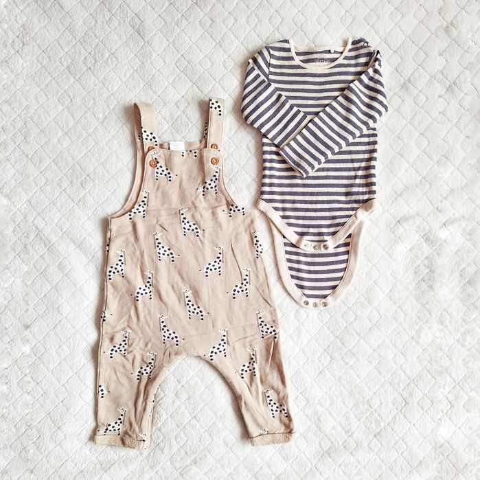 Комплект: боді + ромпер (дунгарі) Next, 74 розмір (6-9 місяців)