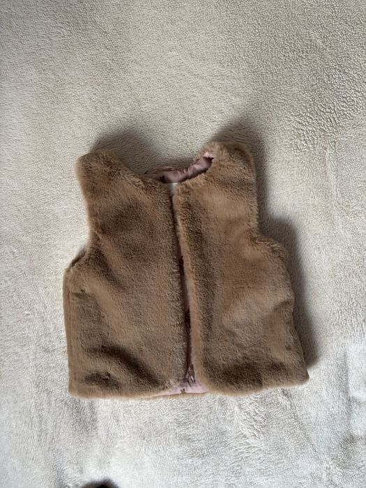 REZERWACJA H&M 110/116 Futerko kamizelka z futerkiem brązowa
