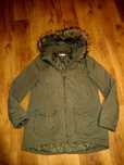 Kurtka parka H&M kaptur futerko 14+ 158 164  khaki