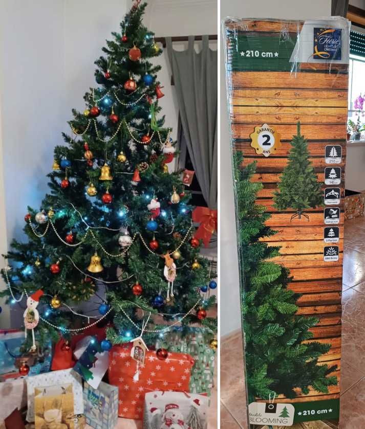 Árvore de Natal (210cm) com enfeites + presépio