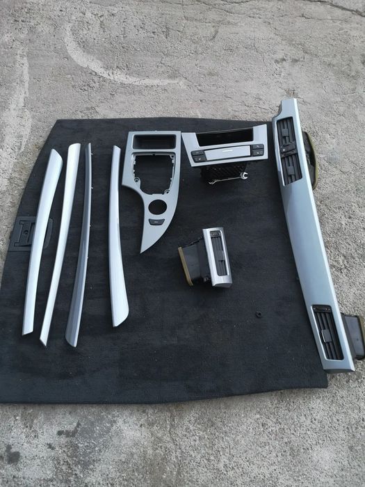 BMW 5 E60 E61 dekory lift deski tunel listwy drzwi komplet europa srebrne