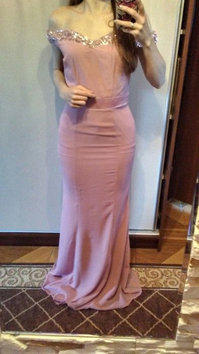 Sukienka wesele studniówka druhny długa/rybka/hiszpanka 36 pudrowy róż