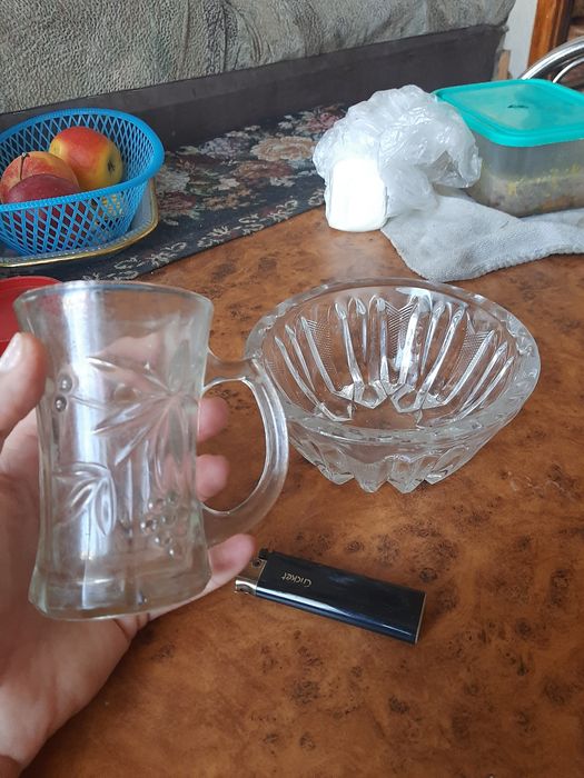 Хрустальная ваза и чашка 100 гр лот