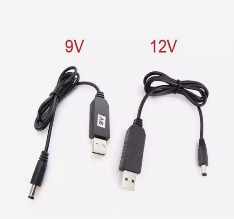Кабель USB 5V с преобразователем DC 9V  и 12В для роутера