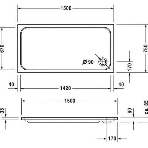 Brodzik 150x75x3,5 cm Duravit D-Code OKAZJA!