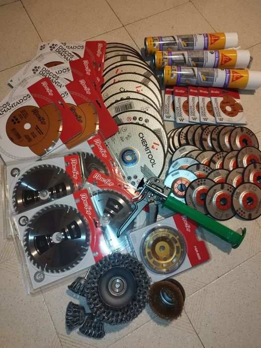 63 discos para rebarbadora, e tudo na foto! Muiyo barato