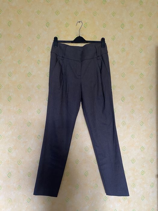 Spodnie klasyczne eleganckie garniturowe na kant wysoki stan zaszewki