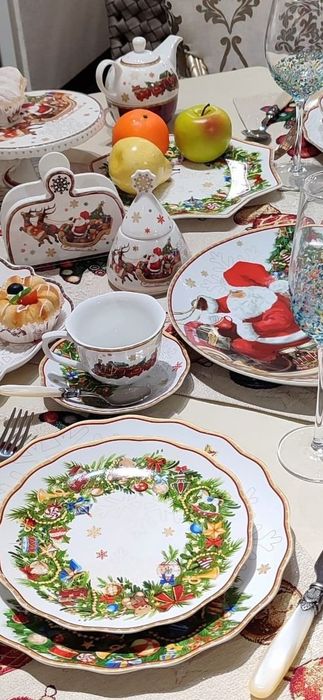 Новогодняя посуда рождество столовый сервиз на 6 персон