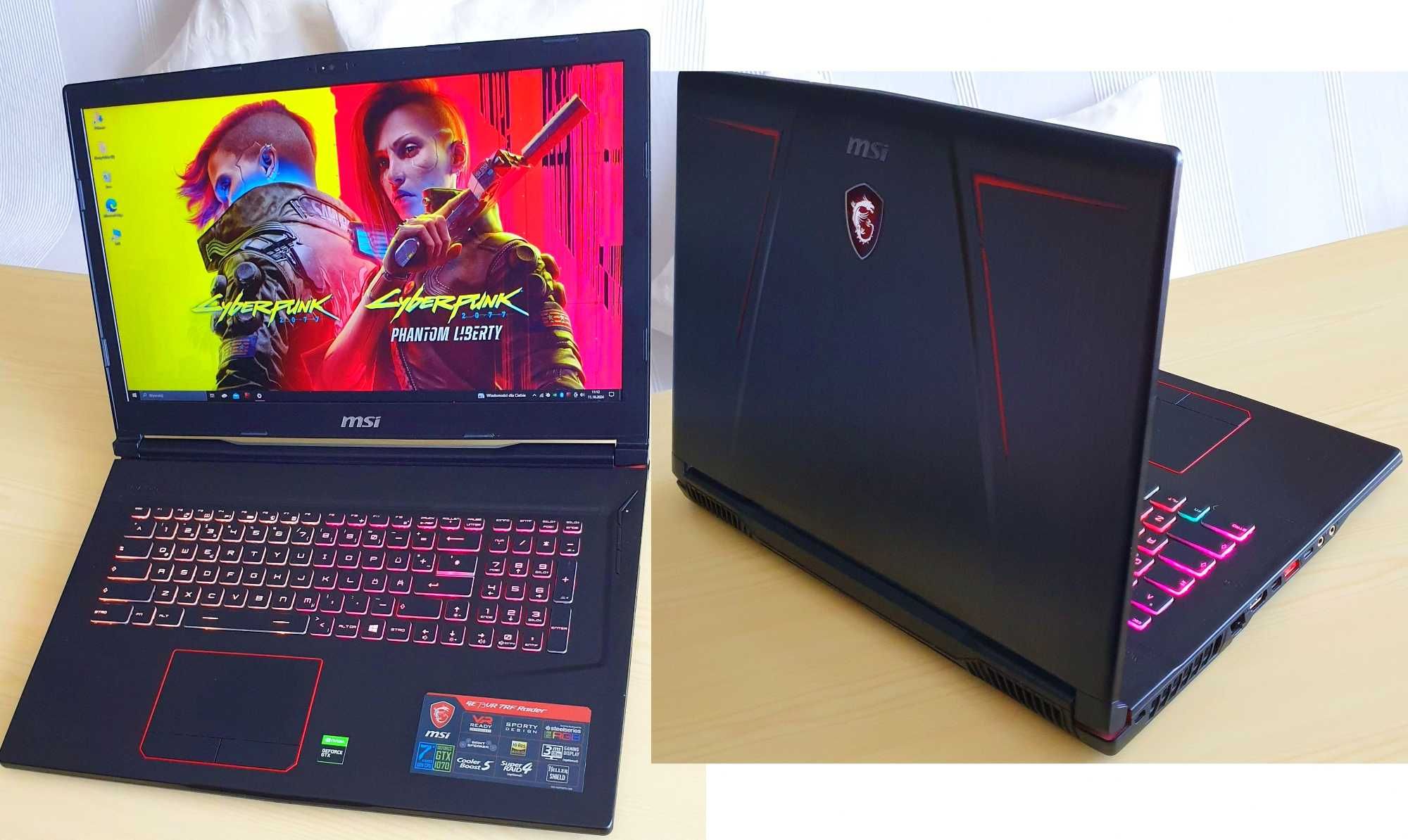 17,3" MSI GEFORCE laptop gra do cs2 lol gta 5 GTX Gamingowy SSD i7 RGB