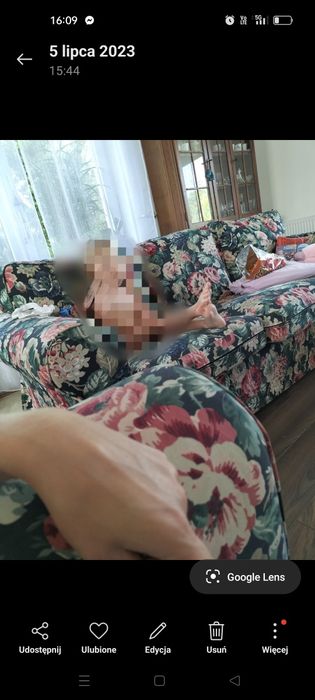 Komplet kanap Ikea kwiaty i puffa