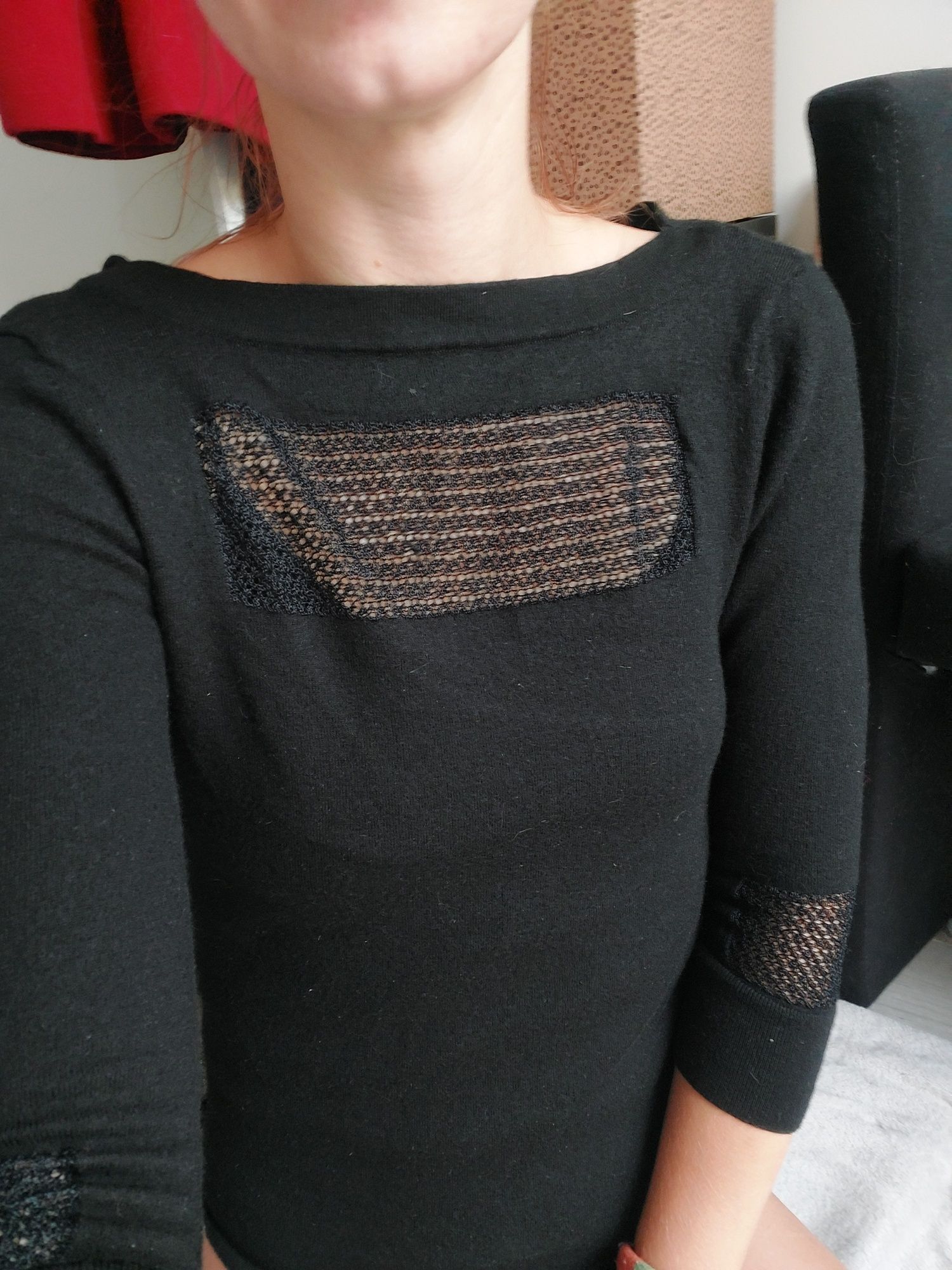 Sweter wełniany czarny xs, wool